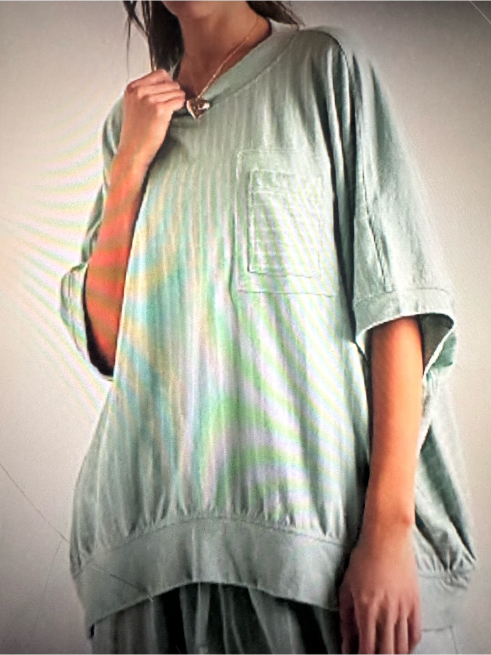 NWT Free People Sunday Mood Pullover April Mist Med MSRP$78
